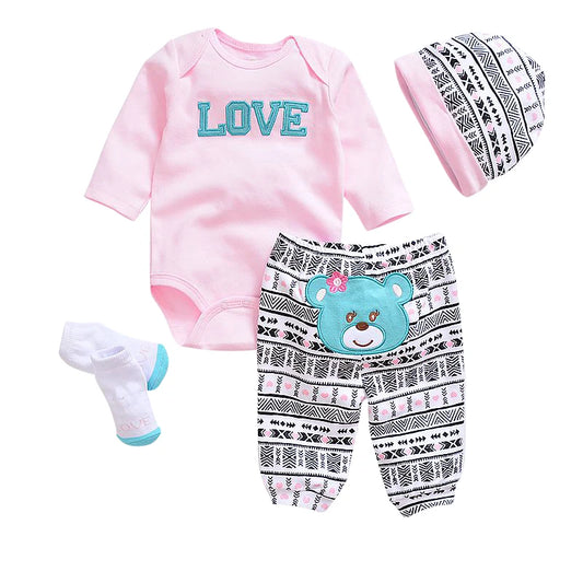 Baby Romper +Long Pants +Hats + Sock 5-Piece