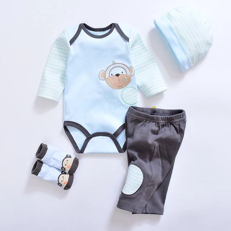 Baby Romper +Long Pants +Hats + Sock 5-Piece