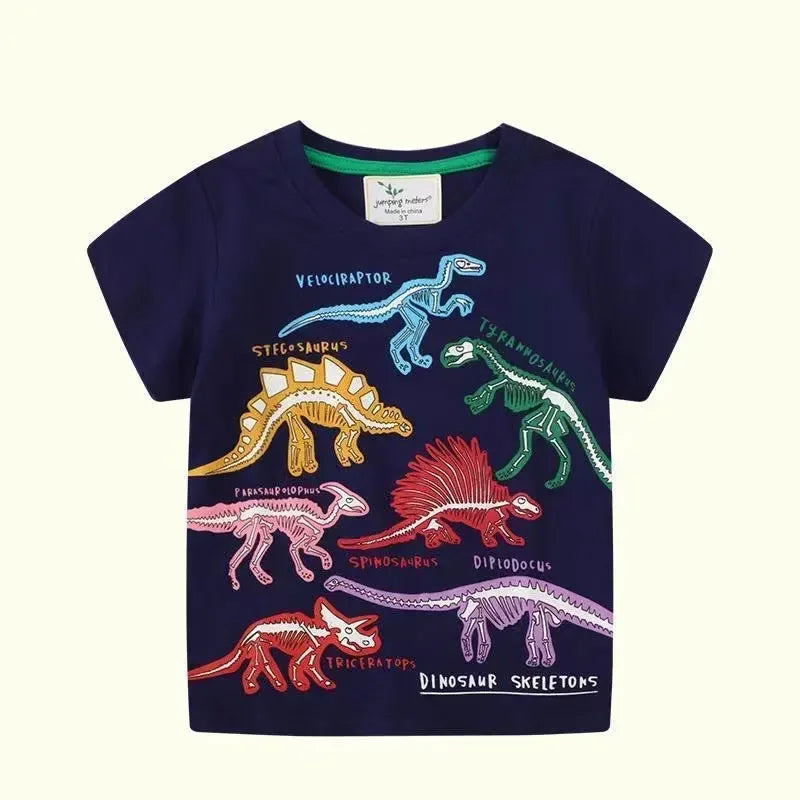 Boys Dinosaurs Print T-Shirt Children Glow In The Dark