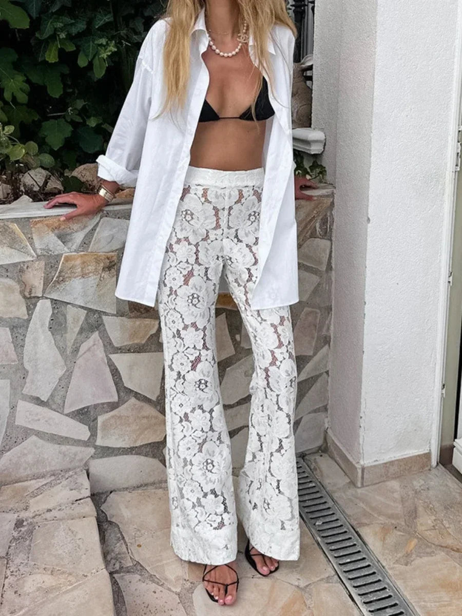 White Flare Pants Summer