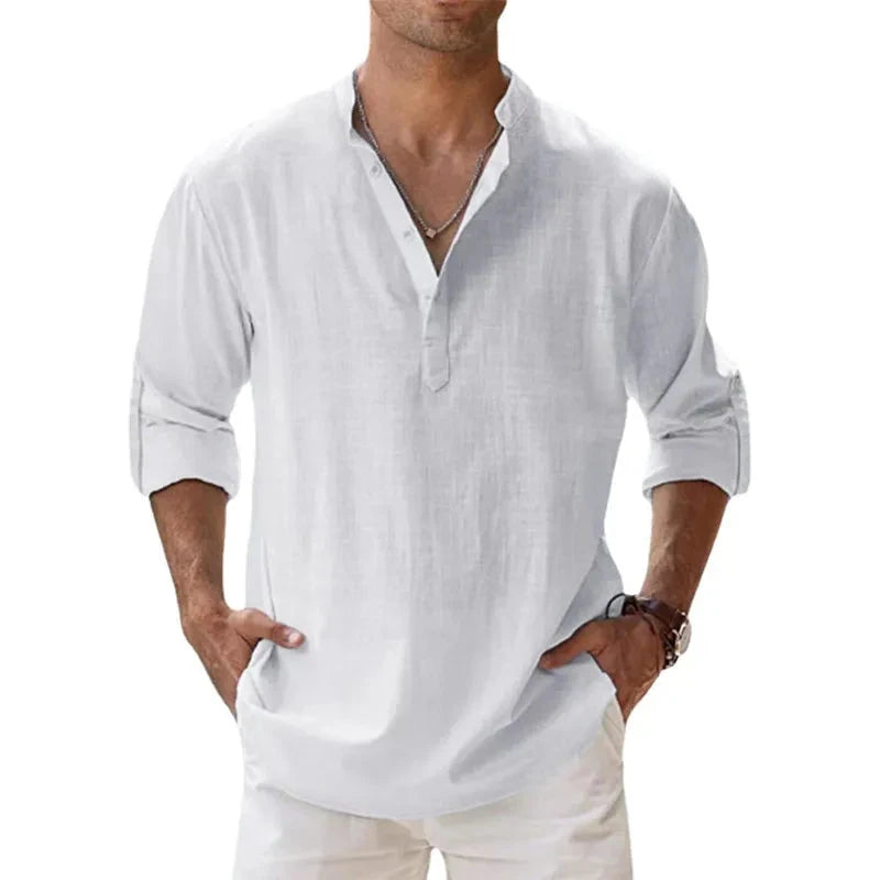 Men's Cotton long sleeve linen shirt