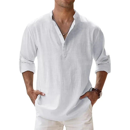 Men's Cotton long sleeve linen shirt