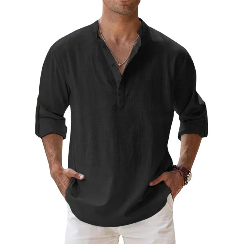 Men's Cotton long sleeve linen shirt