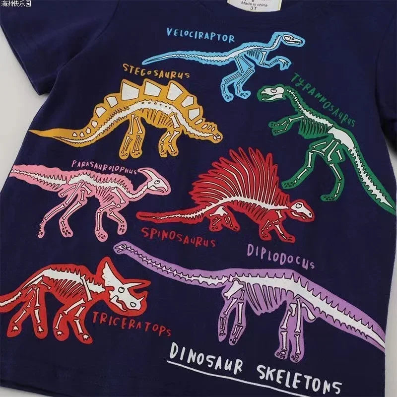 Boys Dinosaurs Print T-Shirt Children Glow In The Dark