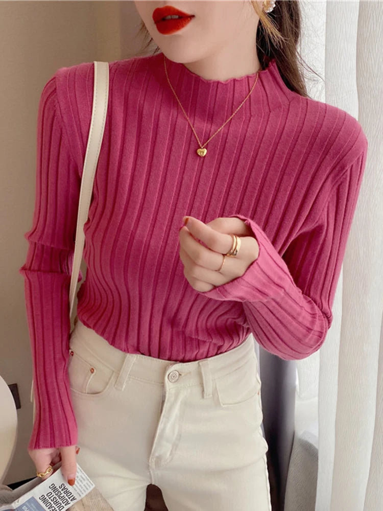 Winter Knitted Ribbed Turtleneck Sweater