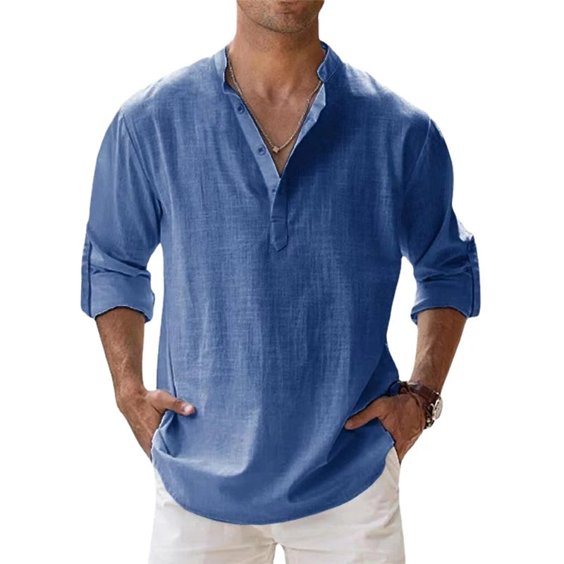 Men's Cotton long sleeve linen shirt