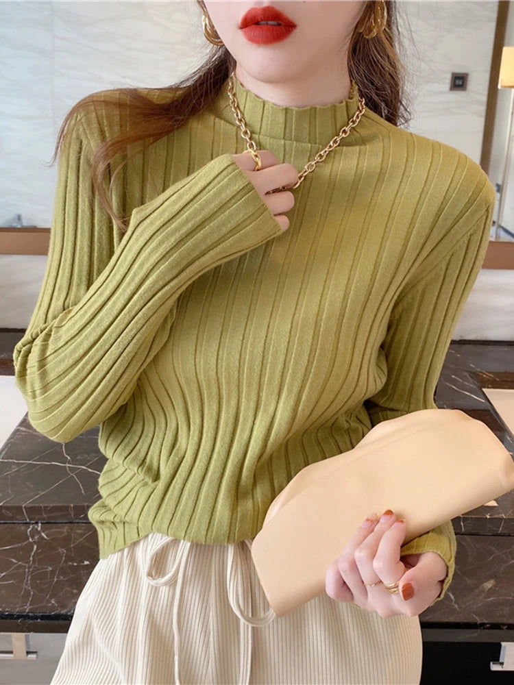 Winter Knitted Ribbed Turtleneck Sweater