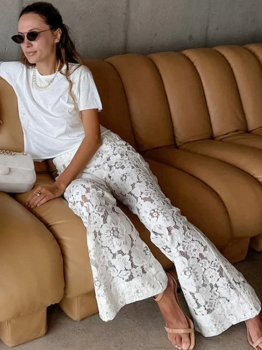 White Flare Pants Summer