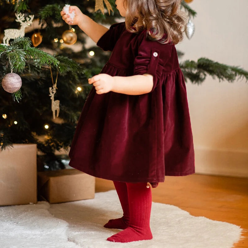 Long-Sleeved Velvet Dress