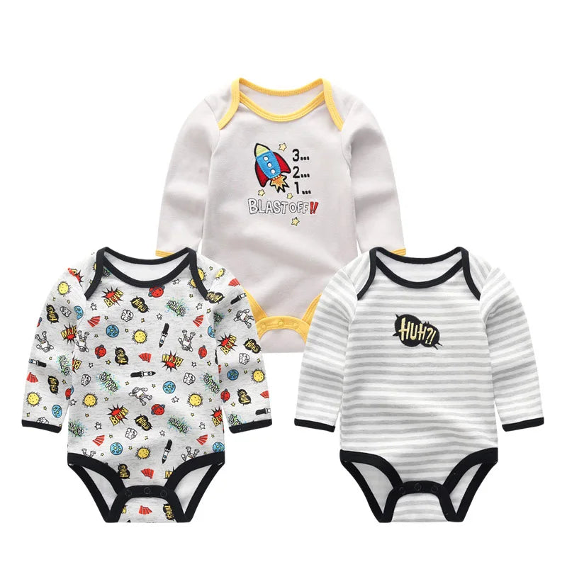 Long Sleeve Baby Bodysuit 3-Piece