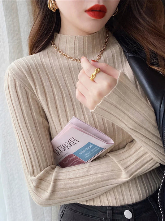 Winter Knitted Ribbed Turtleneck Sweater