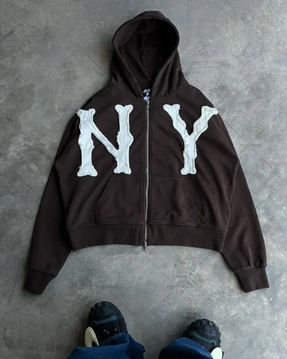 Retro Street Style Zipper Hoodie