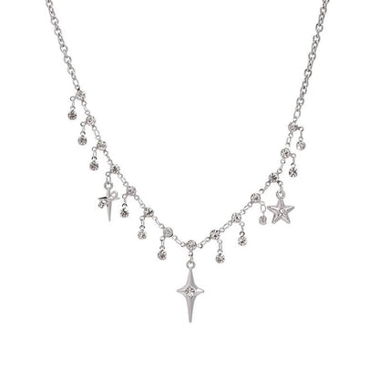 Chic Crystal Cross Necklace Tassel