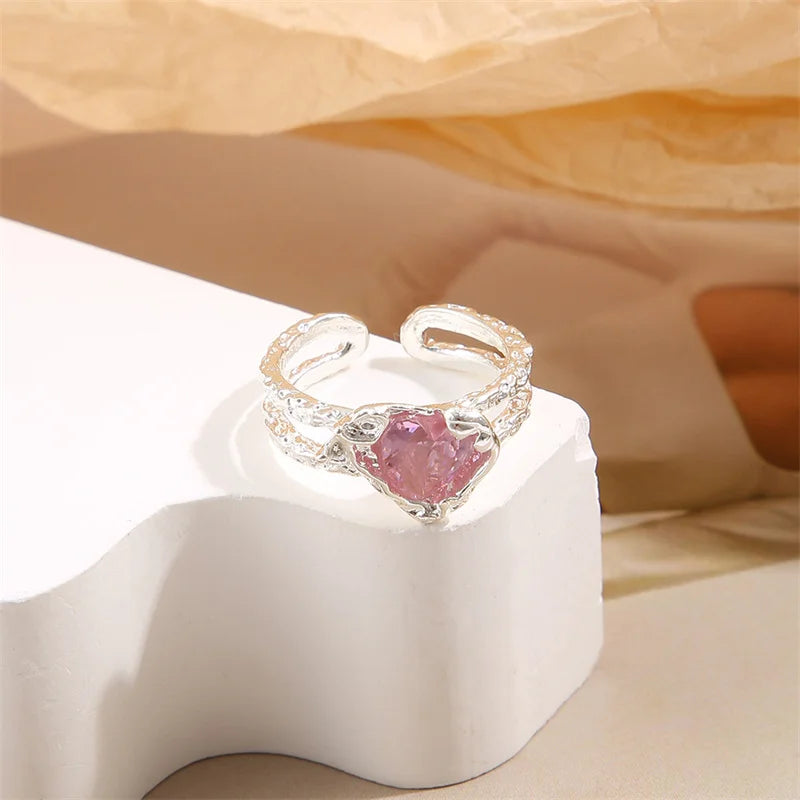 Pink Heart Adjustable Ring