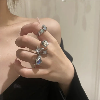 Celestial Moonstone Open Rings Set