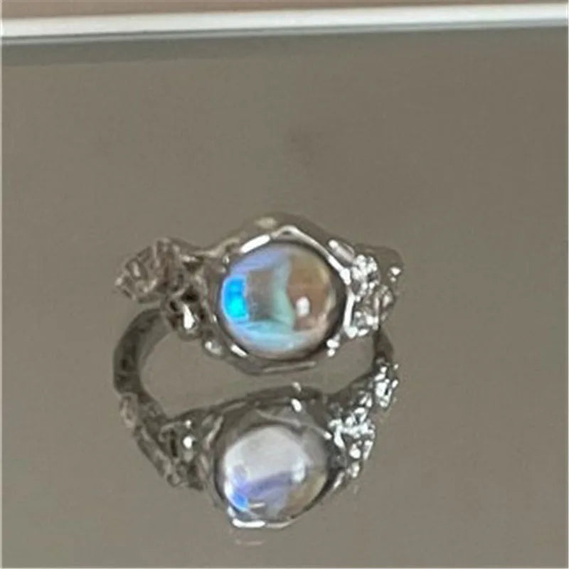 Celestial Moonstone Open Rings Set