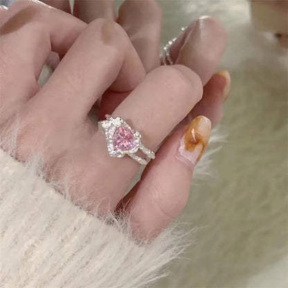 Pink Heart Adjustable Ring