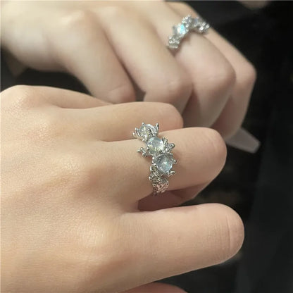 Celestial Moonstone Open Rings Set