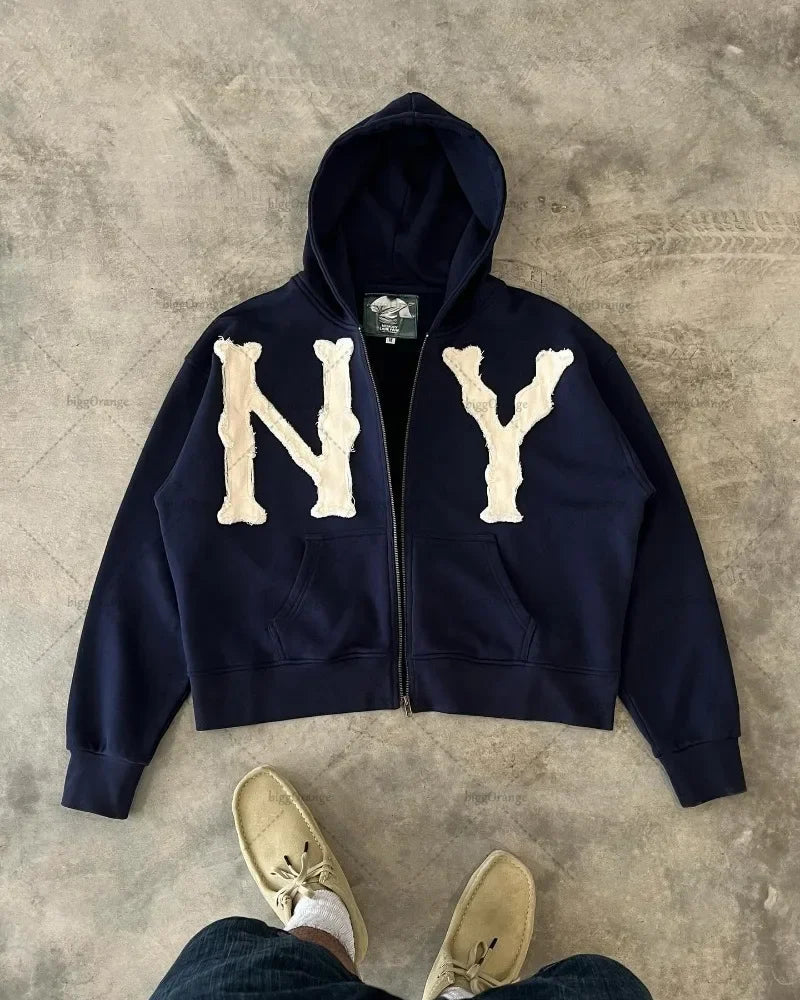 Retro Street Style Zipper Hoodie